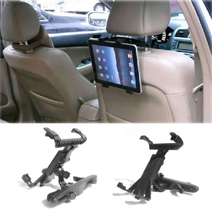 Car Headrest Tablet Holder – Fits iPad & Tablets 5.5–10 Inch, 180° Rotation