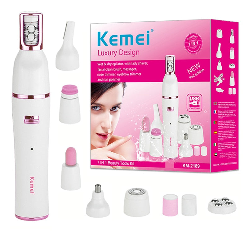 7-in-1 Women's Electric Facial Epilator – Waterproof Face Hair Remover