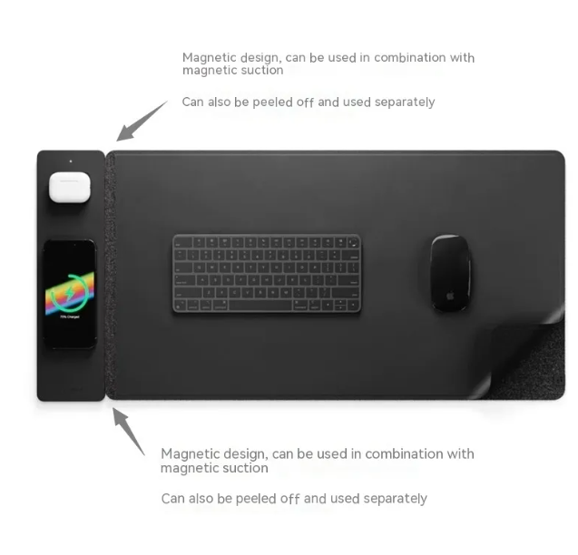 15W Magnetic Wireless Charging Mouse Pad – Qi Fast Charger Desk Mat