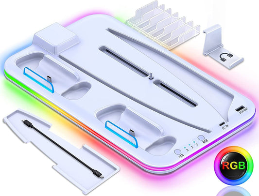 PS5 Charging Dock with RGB Lighting – Dual Controller & Headset Charger