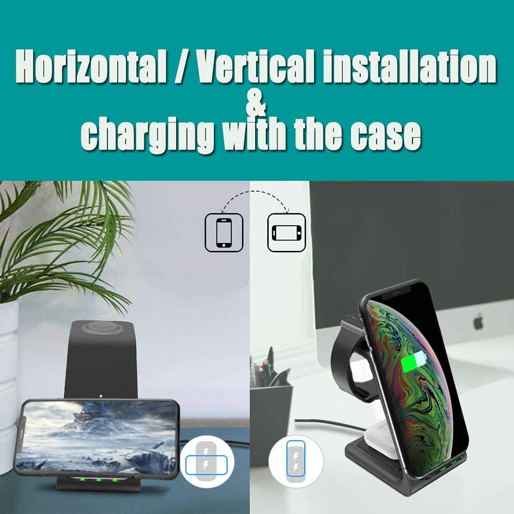 3-in-1 Wireless Charger Stand – iPhone, Apple Watch & AirPods