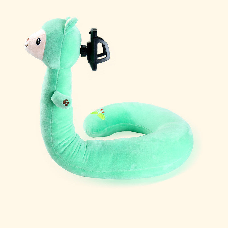 U-Shaped Neck Pillow with Phone Stand – Soft Travel & Lounge Pillow
