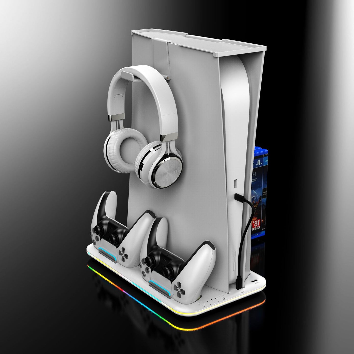 PS5 Charging Dock with RGB Lighting – Dual Controller & Headset Charger