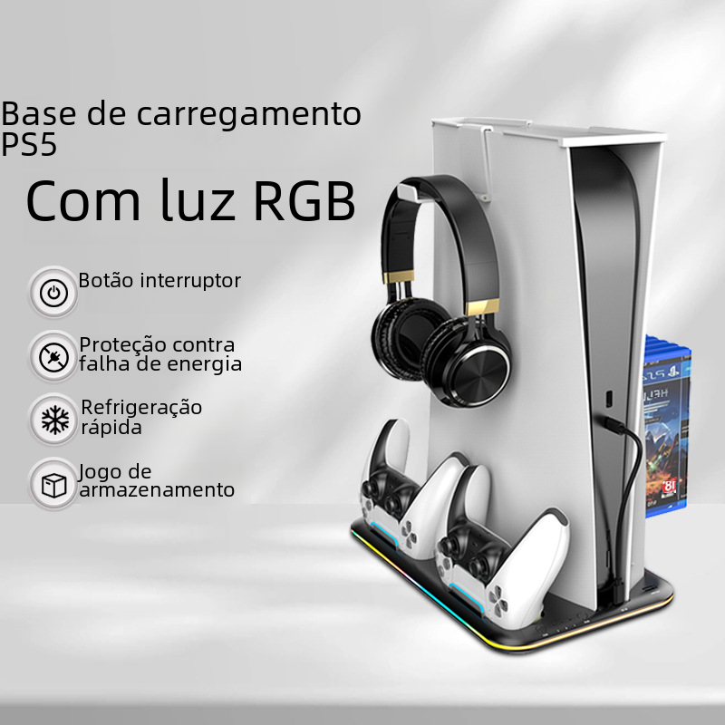 PS5 Charging Dock with RGB Lighting – Dual Controller & Headset Charger