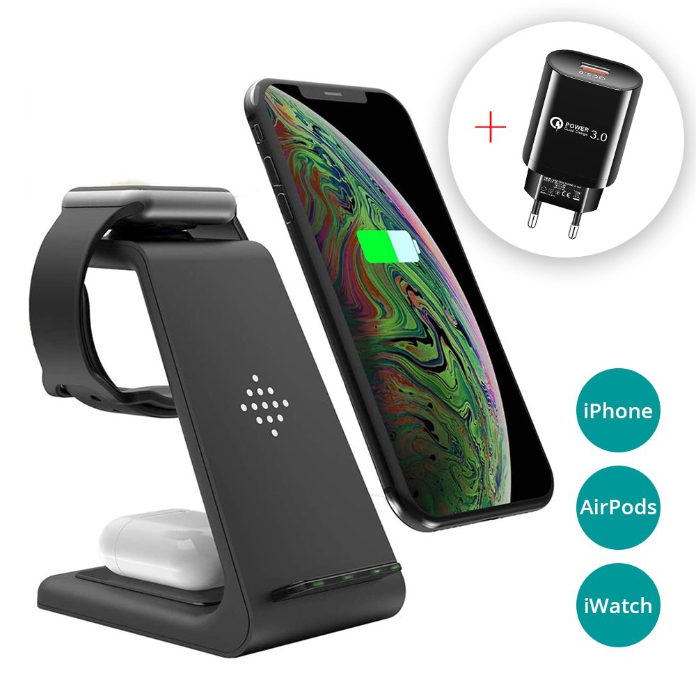 3-in-1 Wireless Charger Stand – iPhone, Apple Watch & AirPods