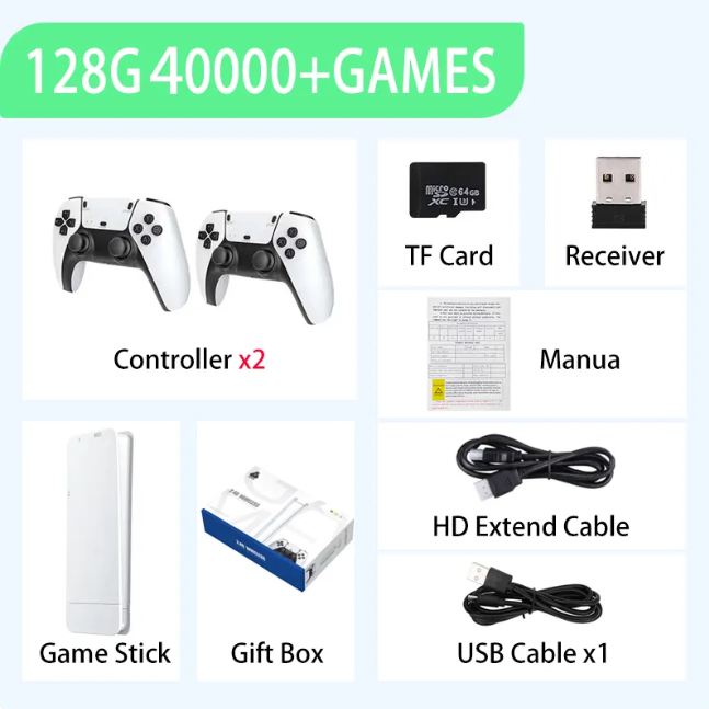 M15 Retro Mini Game Console – HDMI Plug & Play with 2 Wireless Controllers