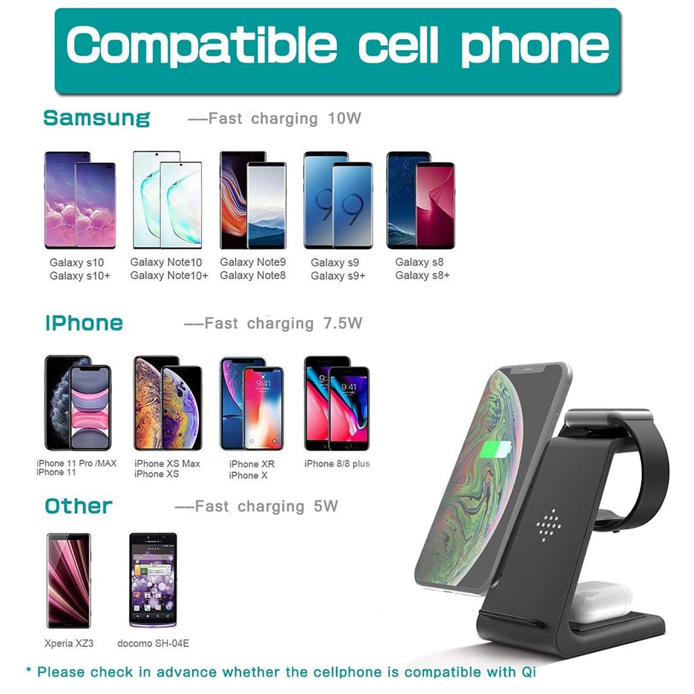 3-in-1 Wireless Charger Stand – iPhone, Apple Watch & AirPods