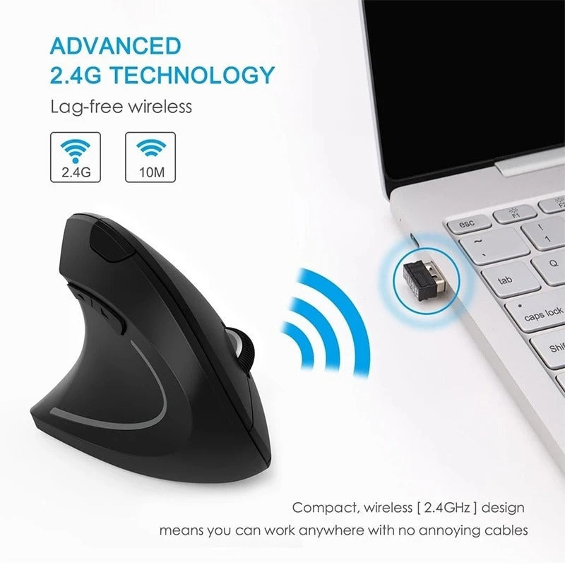 Wireless Ergonomic Vertical Mouse – 2.4G Rechargeable, 6 Buttons