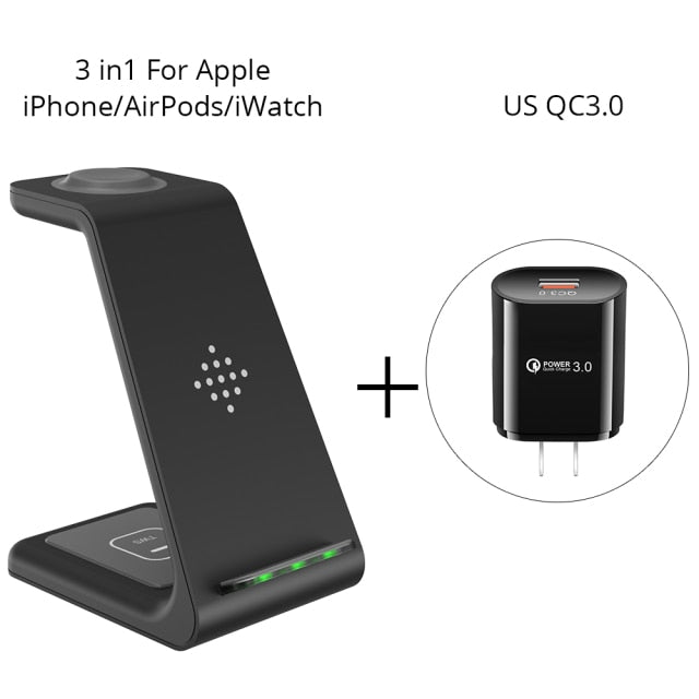 3-in-1 Wireless Charger Stand – iPhone, Apple Watch & AirPods