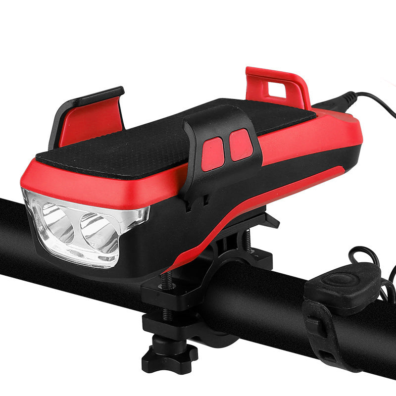 USB Rechargeable Bike Light with Phone Holder, Speaker & Power Bank