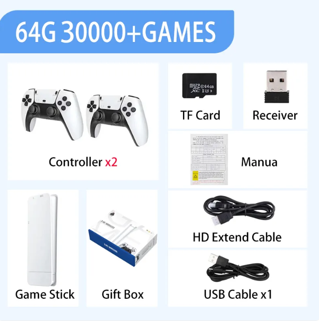 M15 Retro Mini Game Console – HDMI Plug & Play with 2 Wireless Controllers